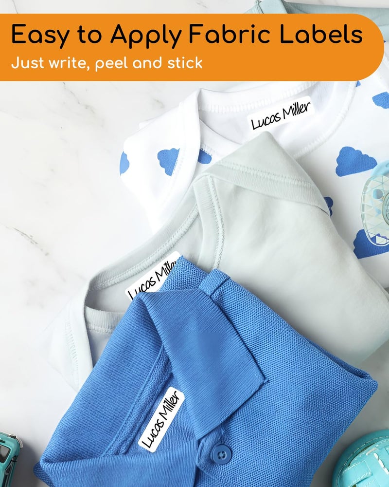 CHUBBIEE All Purpose No-Iron Kids Clothing Labels, Self-Stick Write-On Fabric Labels for Camp, School, Daycare, Nursing Care, Toys, Organizing, Washer & Dryer Safe, Pack of 80 - Image 3